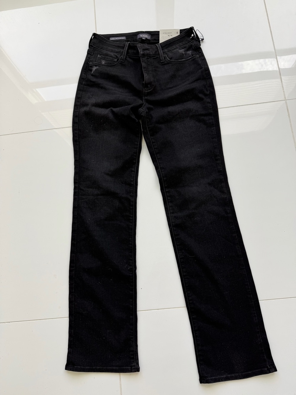 NYDJ Marilyn Straight Black Jeans - Women's Straight Leg
